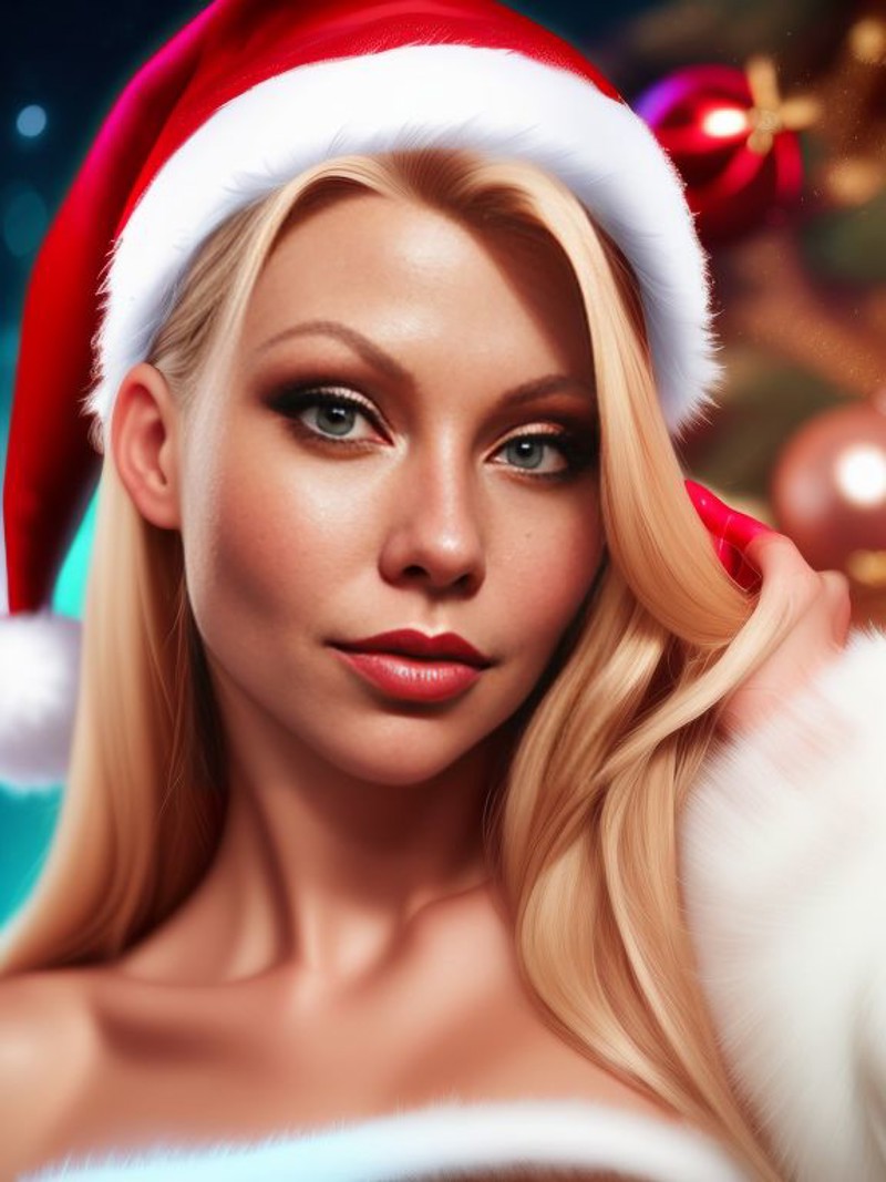 XenoBabes Magazine Cover, December Holiday Issue, Christmas Theme, Santa Claus Cosplay, 
Jenny_McSloot, exremely detailed,...